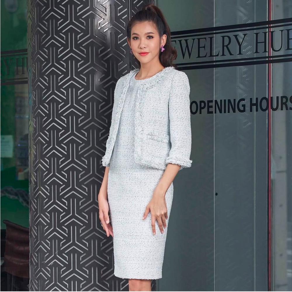 Tweed Dress - BLUE